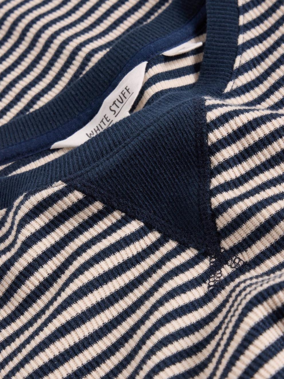 Striped Rib Tee in NAVY MULTI - FLAT BACK