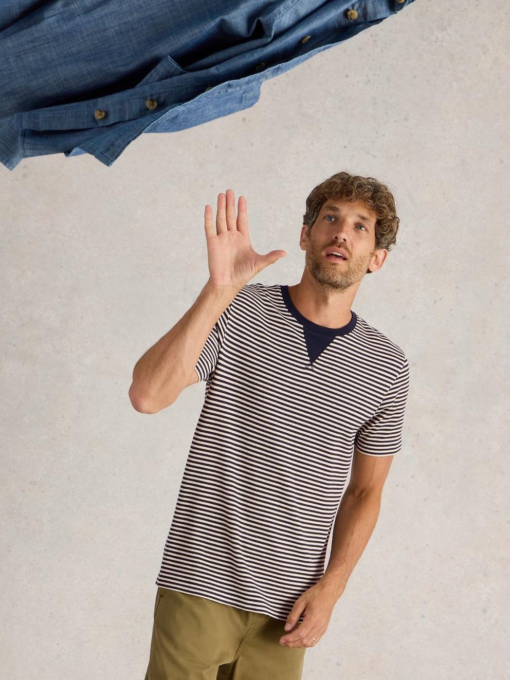 Striped Rib Tee in NAVY MULTI - LIFESTYLE