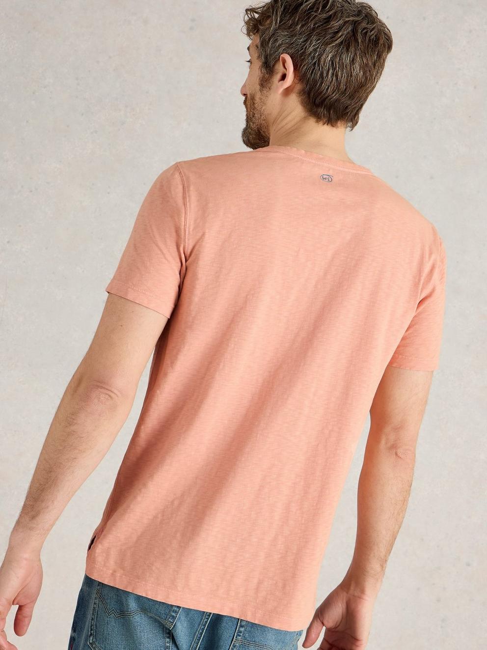 Abersoch Crew Neck Tee in LGT PINK - MODEL BACK