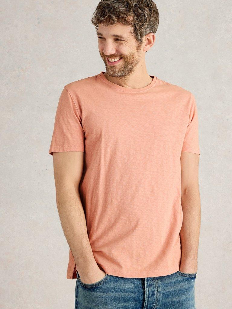 Abersoch Crew Neck Tee in LGT PINK - MODEL DETAIL