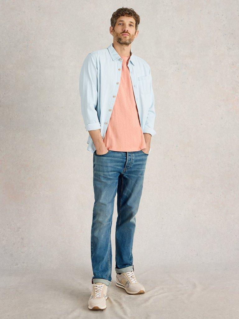 Abersoch Crew Neck Tee in LGT PINK - MODEL FRONT