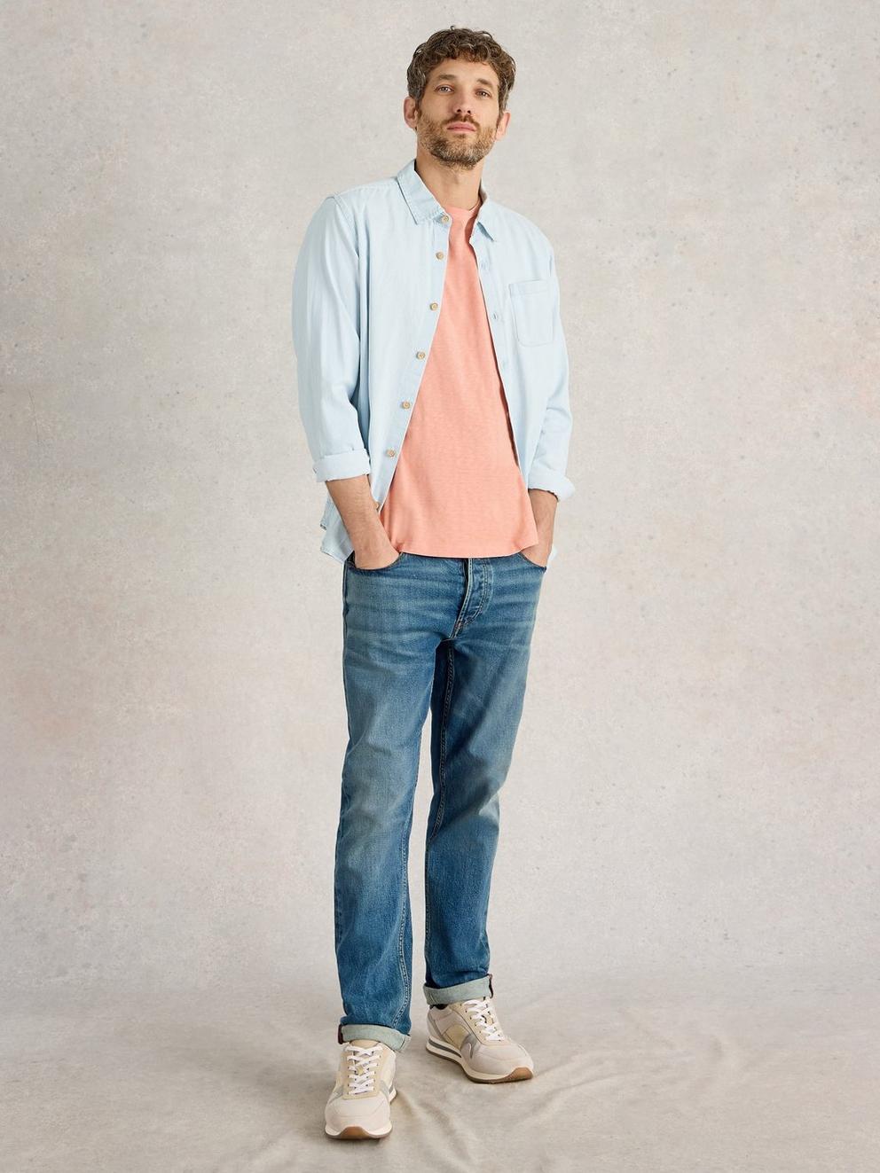 Abersoch Crew Neck Tee in LGT PINK - MODEL FRONT