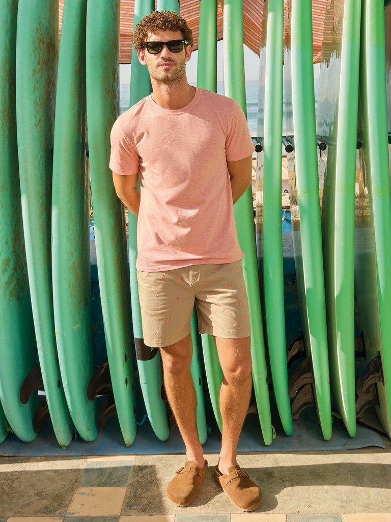 Abersoch Crew Neck Tee in LGT PINK - MIXED