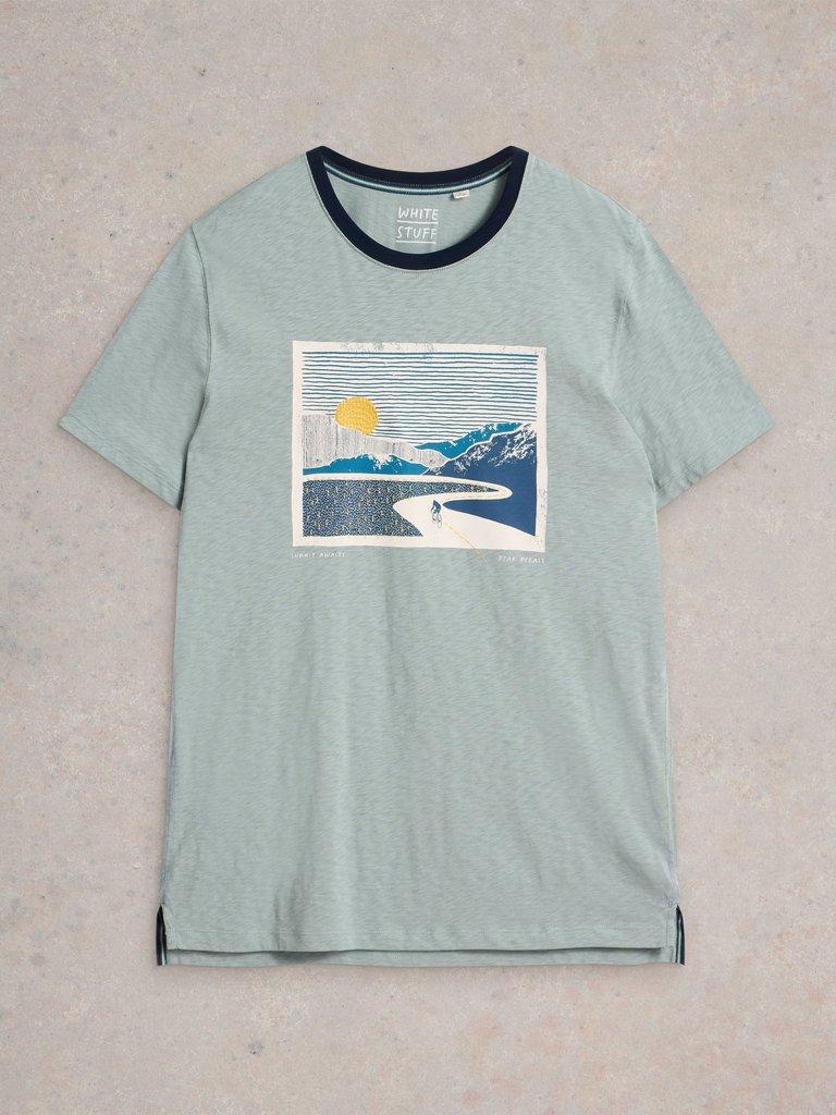 Peak Pedals Graphic Tee in BLUE PR - FLAT FRONT