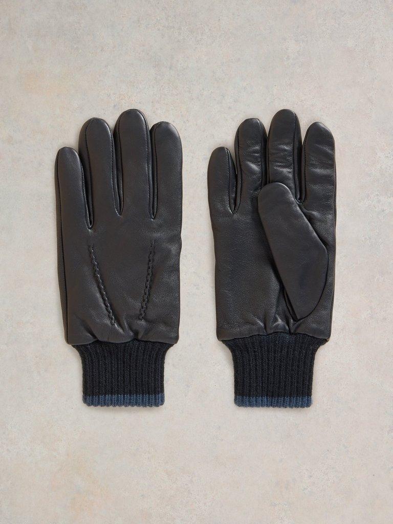 Leo Leather Gloves in NAVY MULTI - FLAT BACK