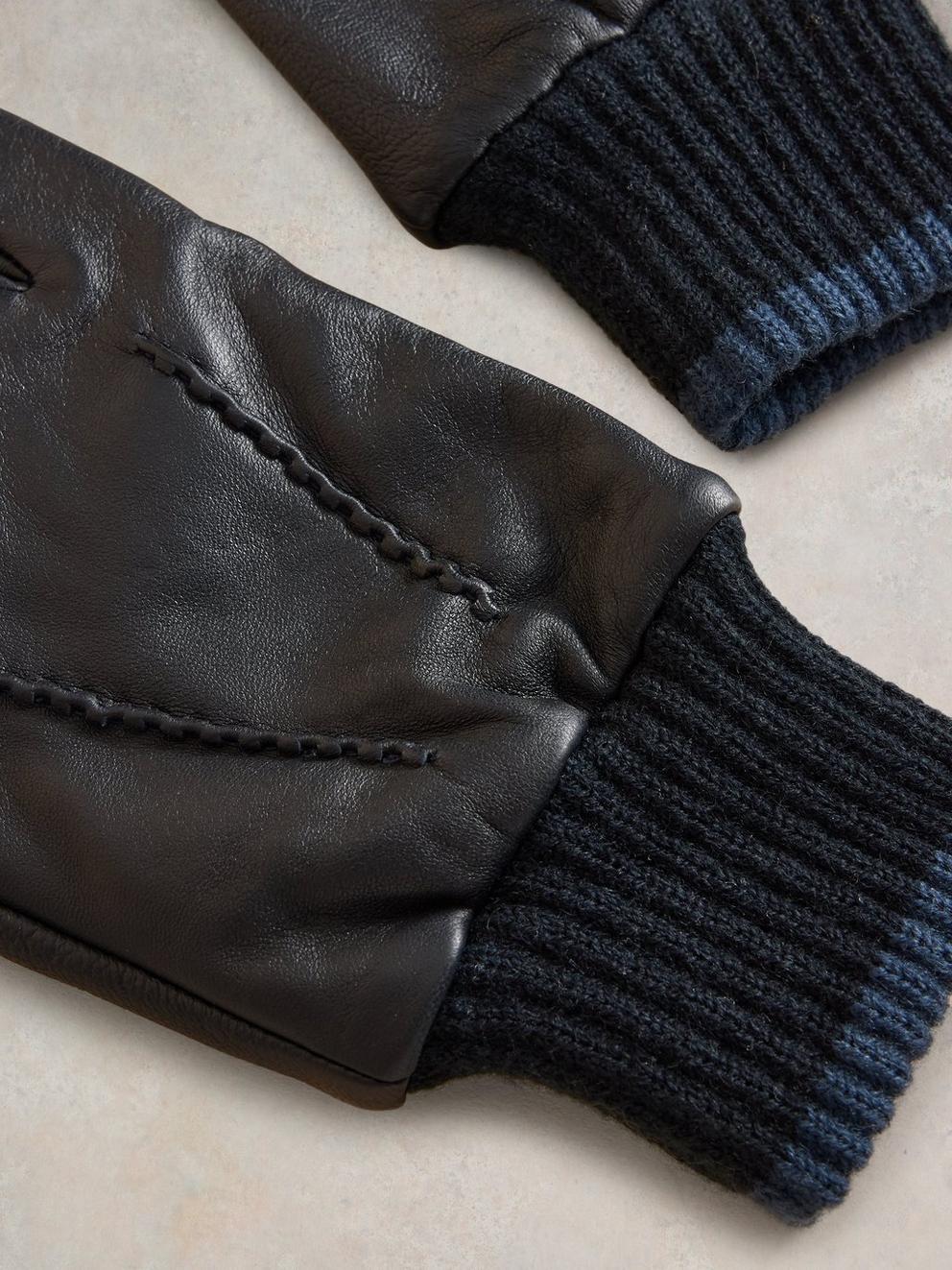 Leo Leather Gloves in NAVY MULTI - FLAT DETAIL