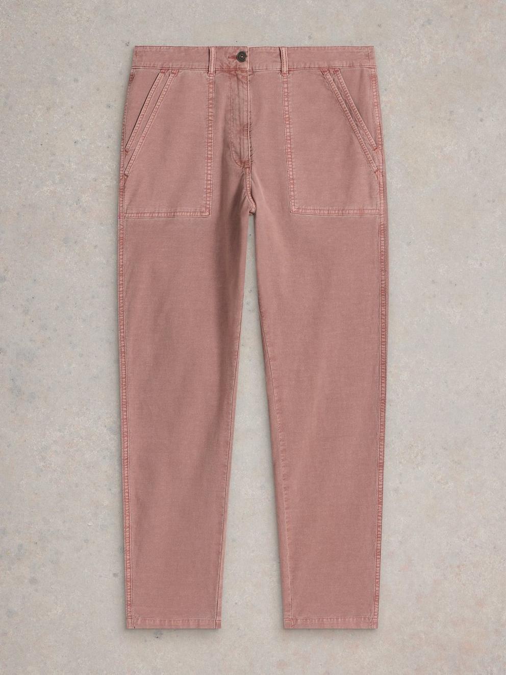 Twister Full Length Chino Trouser in DUS PINK - FLAT FRONT