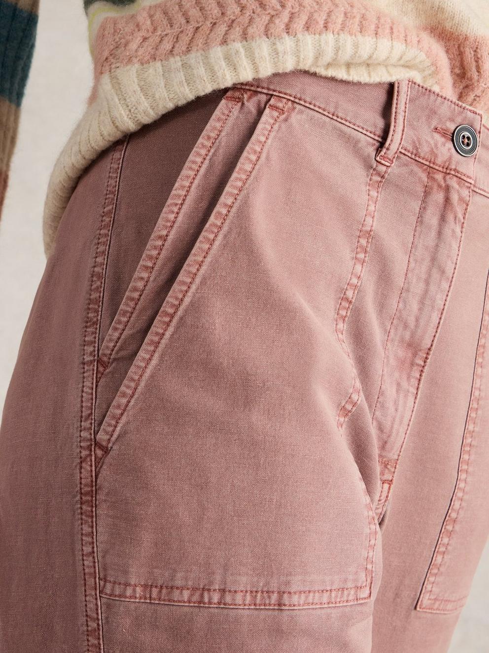 Twister Full Length Chino Trouser in DUS PINK - MODEL DETAIL