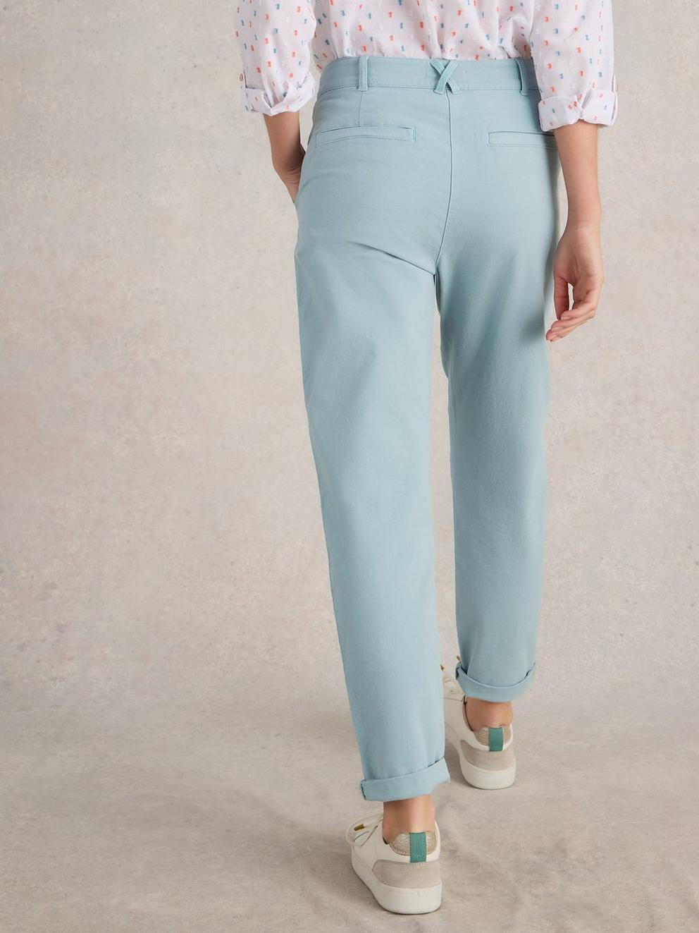 Twister Full Length Chino Trouser in LGT BLUE - MODEL BACK