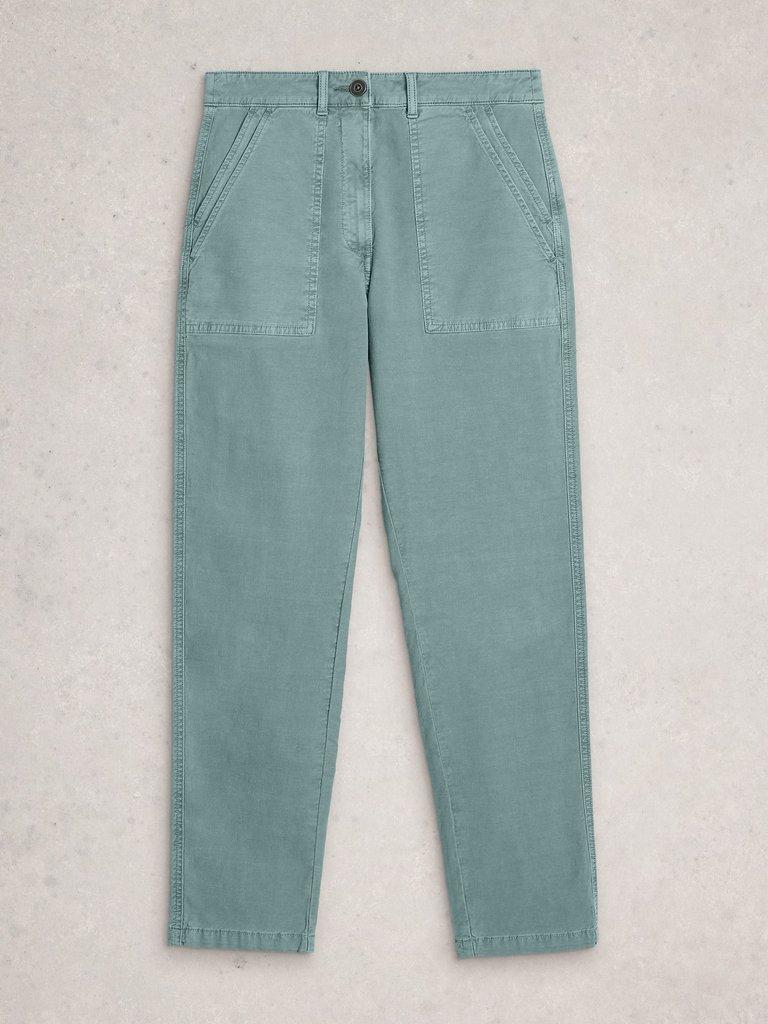 Twister Full Length Chino Trouser in MID BLUE - FLAT FRONT
