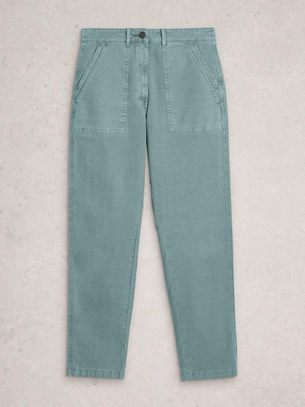 Twister Full Length Chino Trouser in MID BLUE - FLAT FRONT