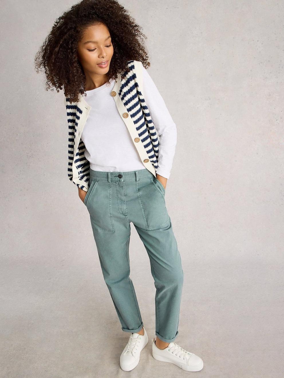 Twister Full Length Chino Trouser in MID BLUE - LIFESTYLE