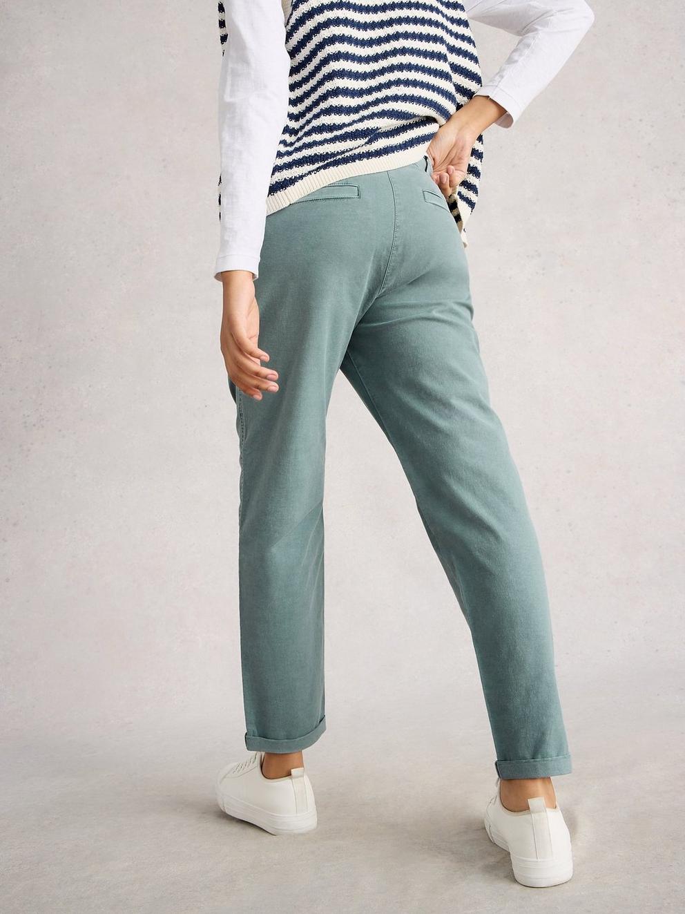 Twister Full Length Chino Trouser in MID BLUE - MODEL BACK