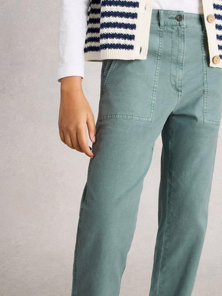 Twister Full Length Chino Trouser in MID BLUE - MODEL DETAIL