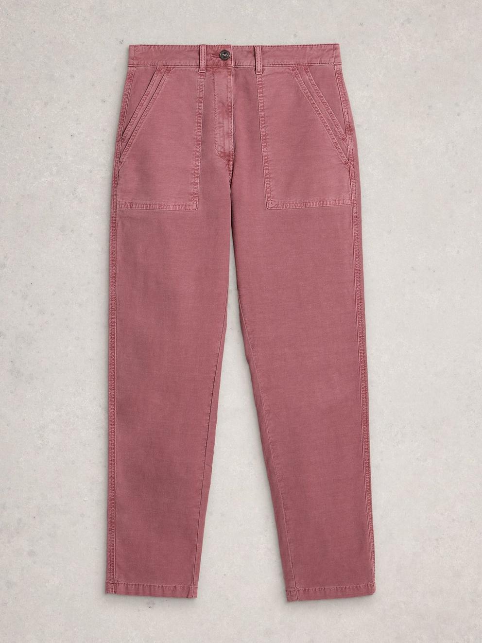 Twister Chino Trousers in MID PINK - FLAT FRONT