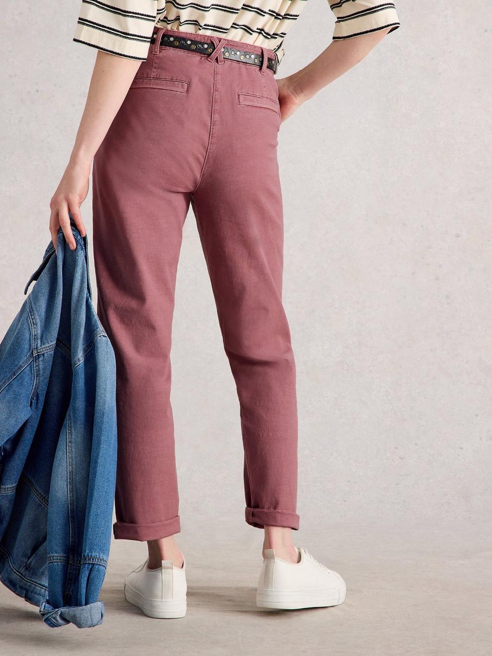Twister Chino Trousers in MID PINK - MODEL BACK