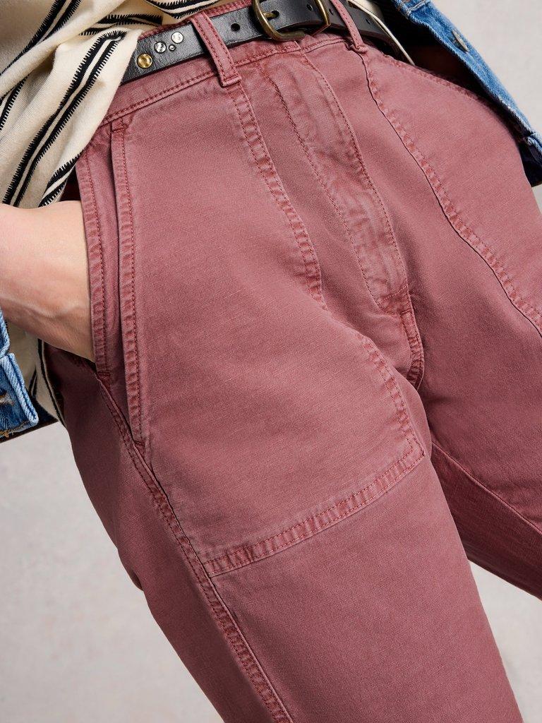 Twister Chino Trousers in MID PINK - MODEL DETAIL
