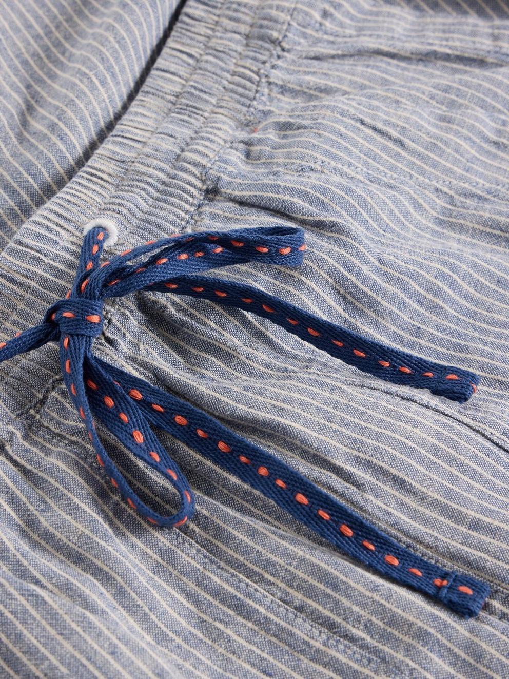Linen Blend Elle Trouser in BLUE MLT - FLAT DETAIL