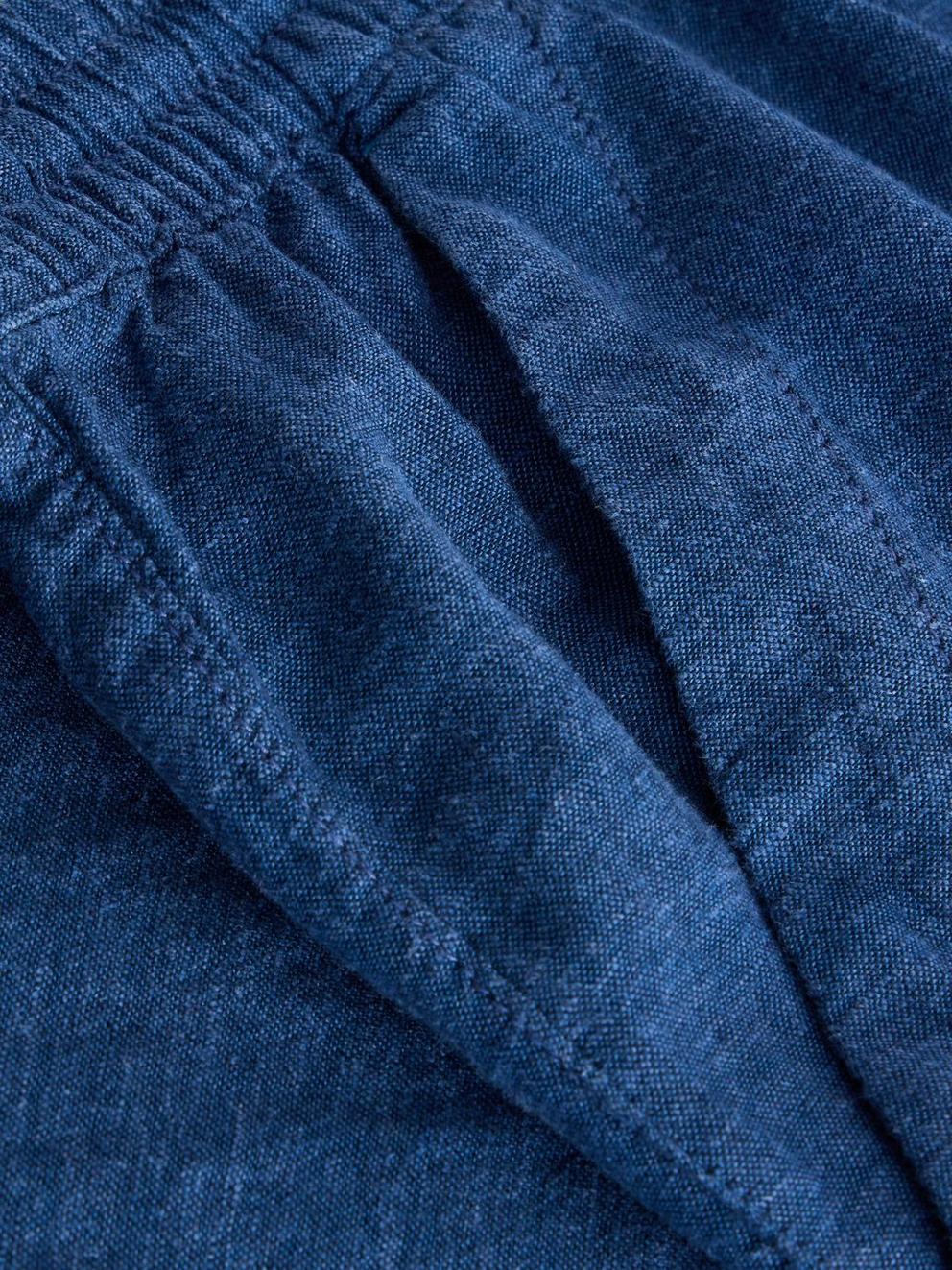 Linen Blend Elle Trouser in CHAMB BLUE - FLAT DETAIL