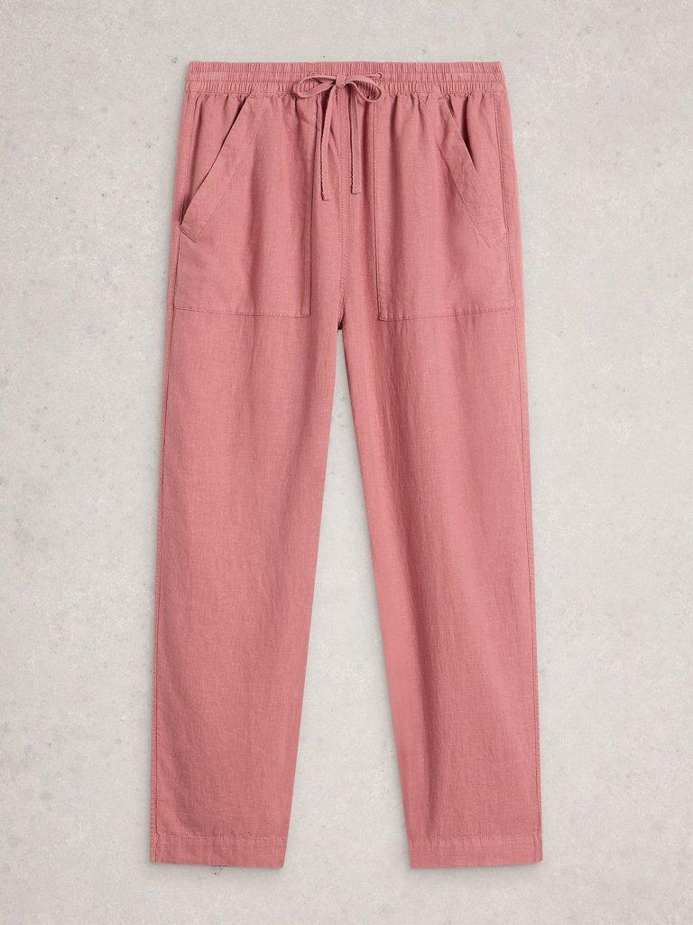 Linen Blend Elle Trouser in DUS PINK - FLAT FRONT