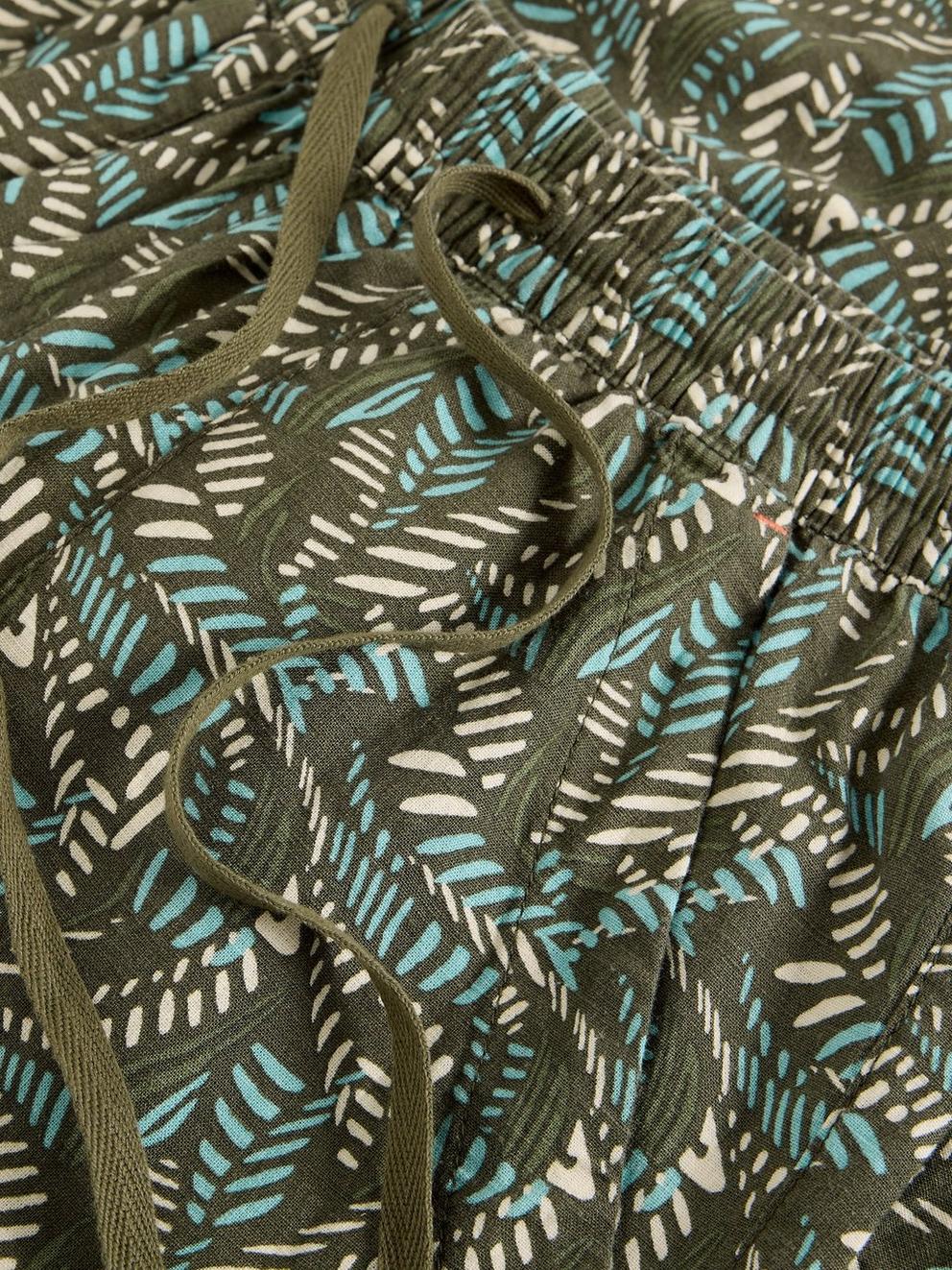 Linen Blend Elle Trouser in GREEN MLT - FLAT DETAIL