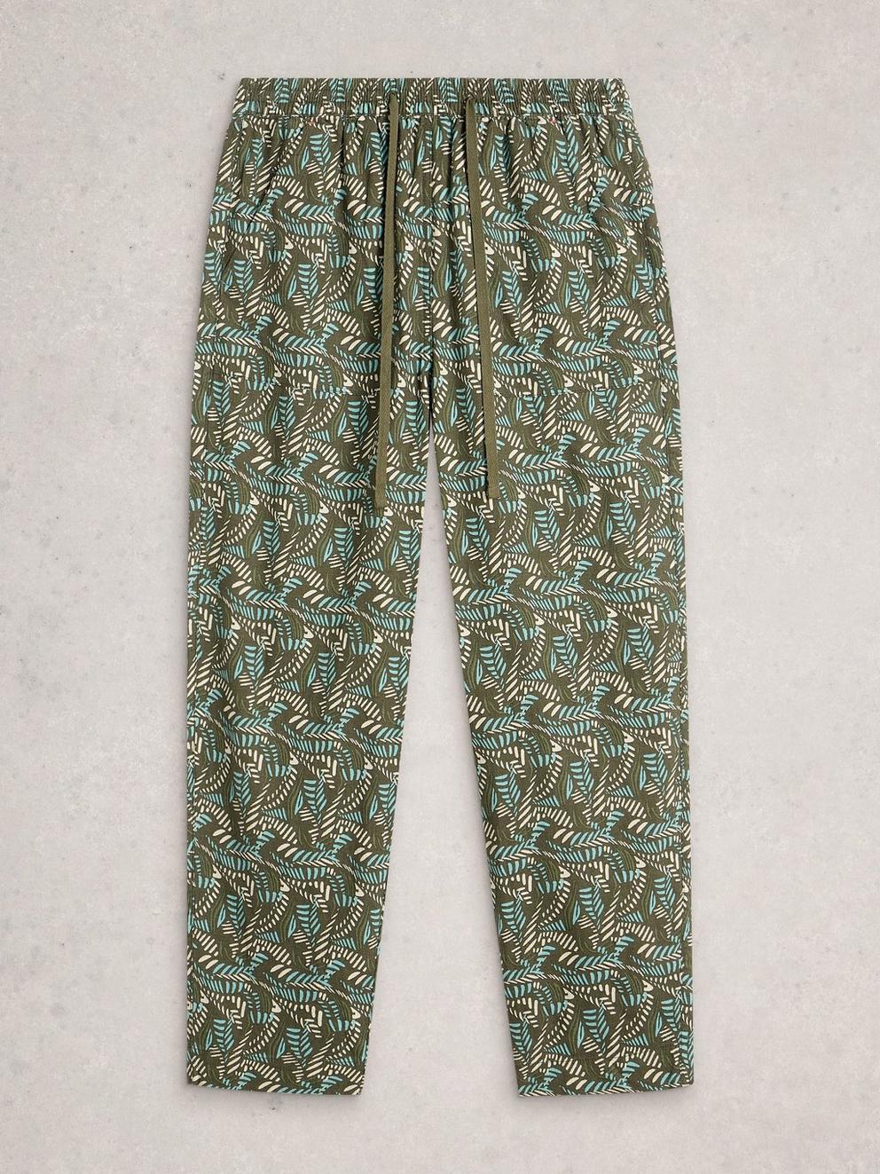 Linen Blend Elle Trouser in GREEN MLT - FLAT FRONT