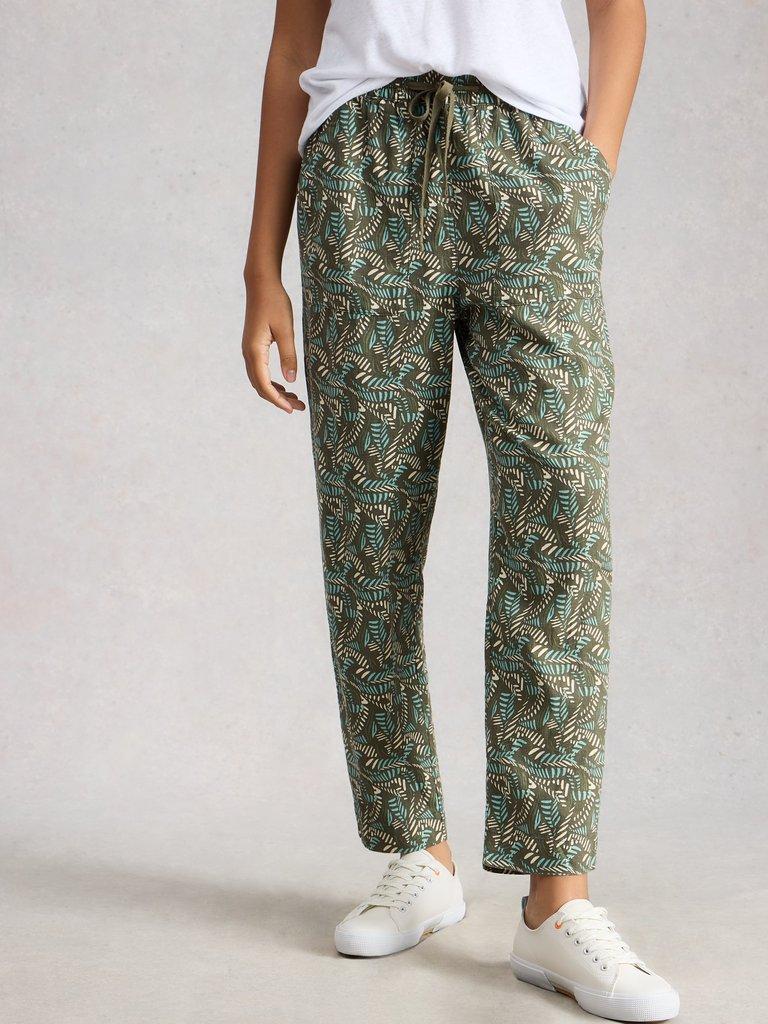 Linen Blend Elle Trouser in GREEN MLT - LIFESTYLE
