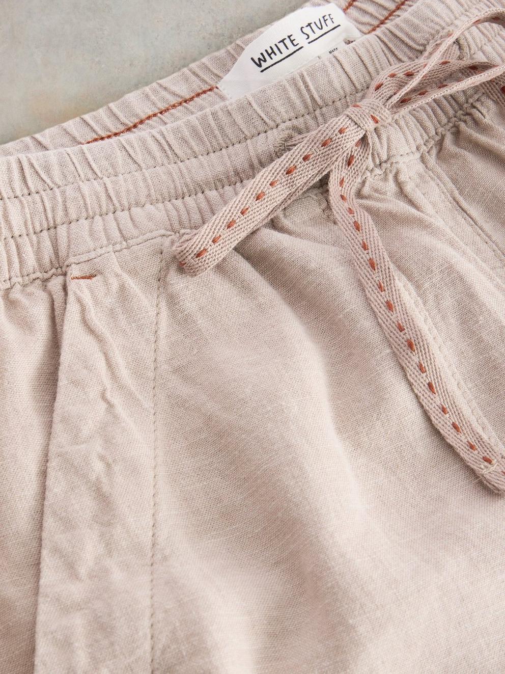 Linen Blend Elle Trouser in LGT NAT - FLAT DETAIL