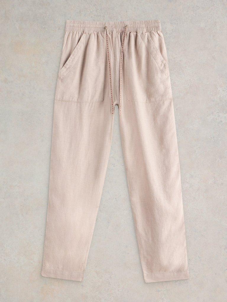 Linen Blend Elle Trouser in LGT NAT - FLAT FRONT