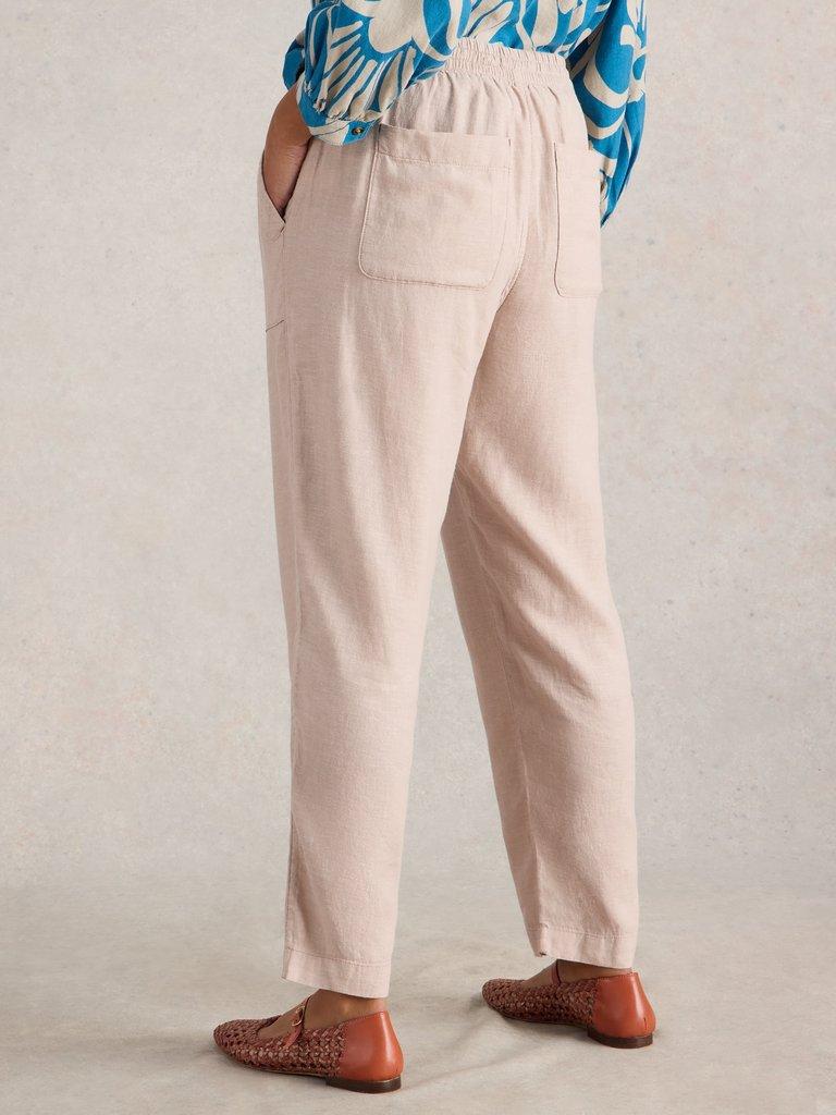 Linen Blend Elle Trouser in LGT NAT - MODEL BACK