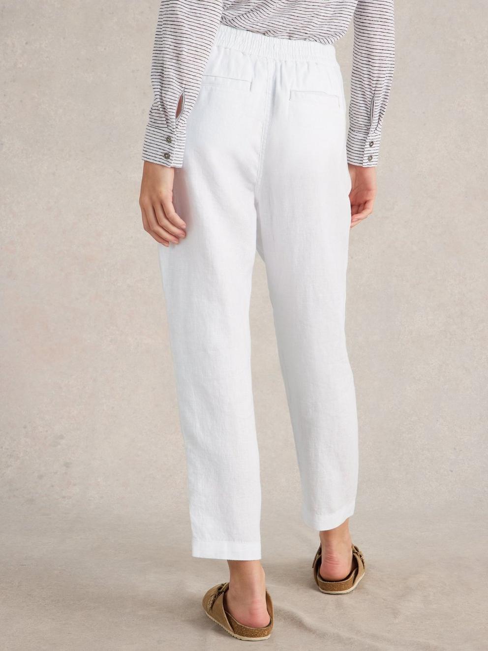 Rowena Linen Trousers in BRIL WHITE - MODEL BACK