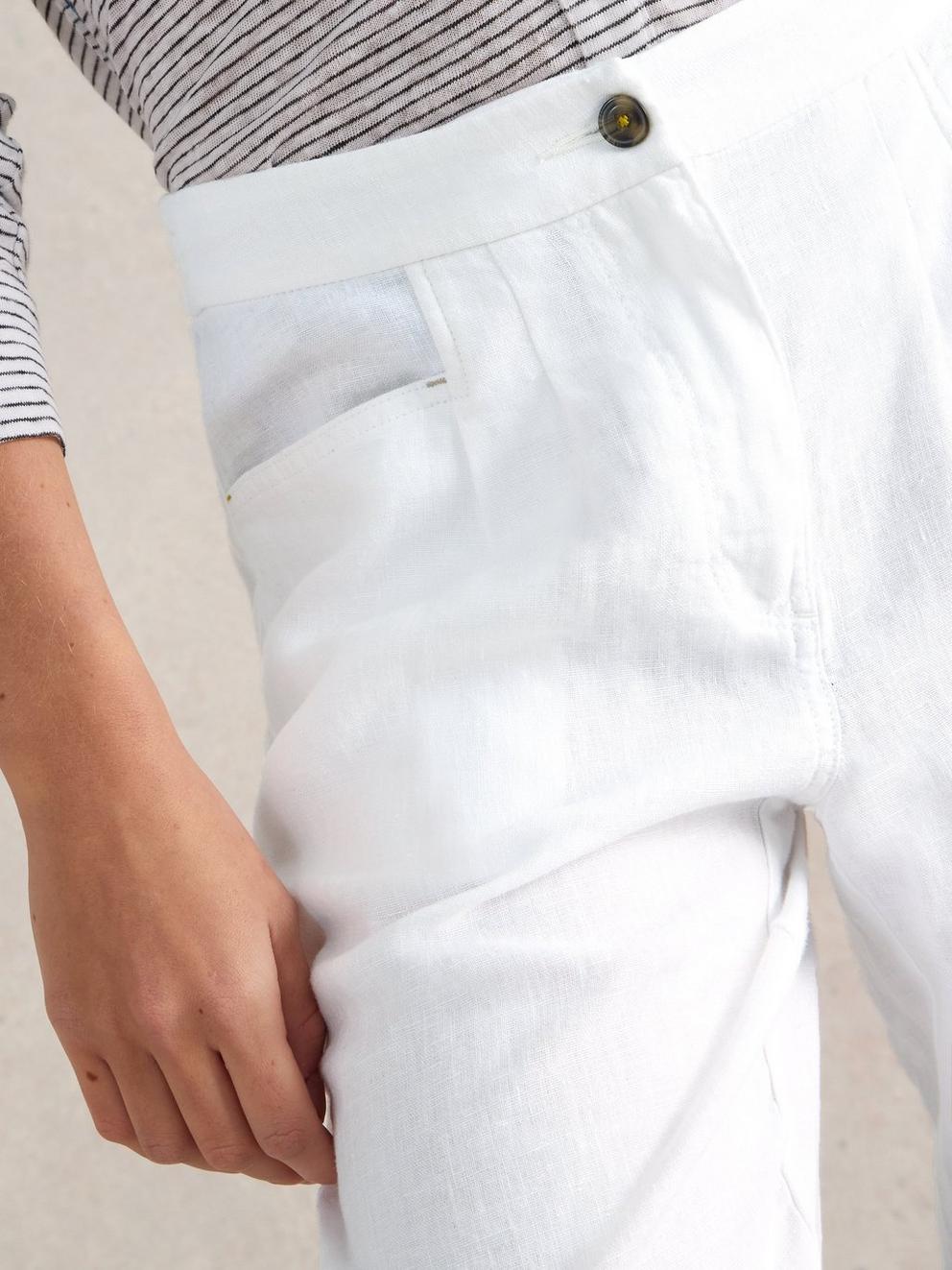 Rowena Linen Trousers in BRIL WHITE - MODEL DETAIL