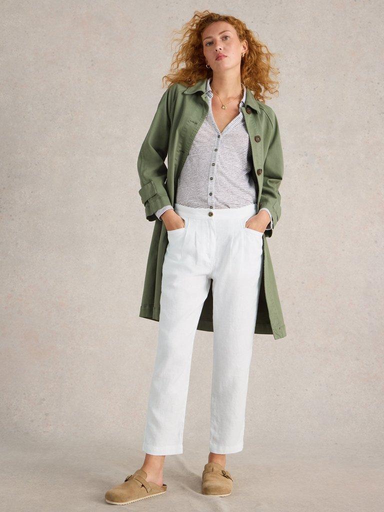 Rowena Linen Trousers in BRIL WHITE - MODEL FRONT
