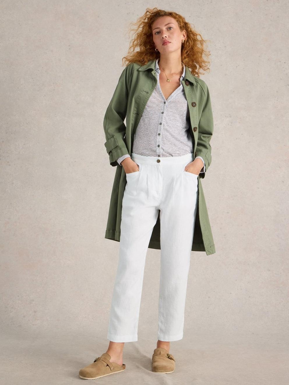 Rowena Linen Trousers in BRIL WHITE - MODEL FRONT