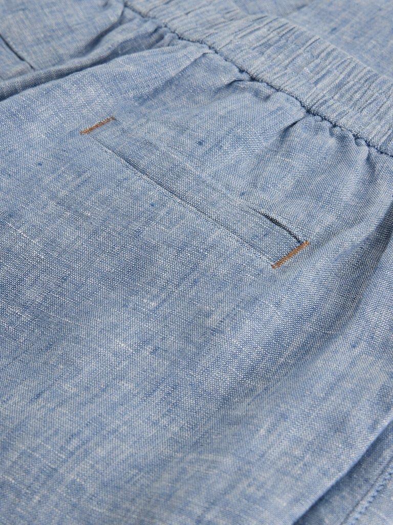 Rowena Linen Trousers in CHAMB BLUE - FLAT DETAIL