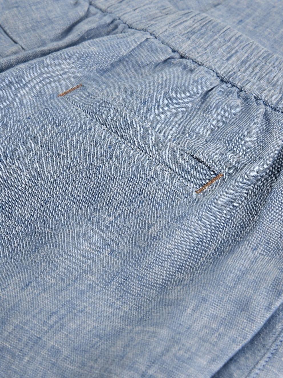 Rowena Linen Trousers in CHAMB BLUE - FLAT DETAIL
