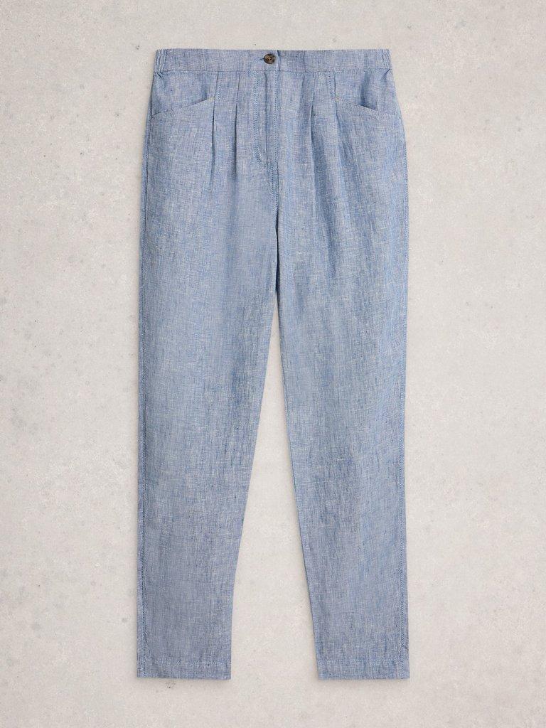 Rowena Linen Trousers in CHAMB BLUE - FLAT FRONT