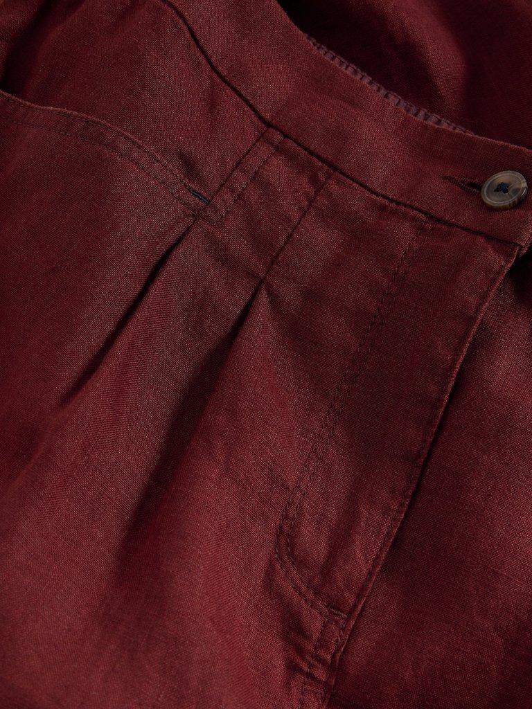 Rowena Linen Trousers in DK RED - FLAT DETAIL