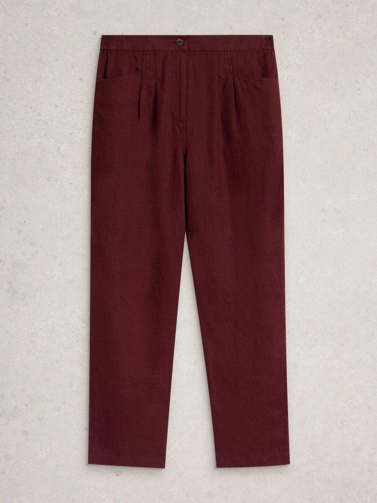 Rowena Linen Trousers in DK RED - FLAT FRONT
