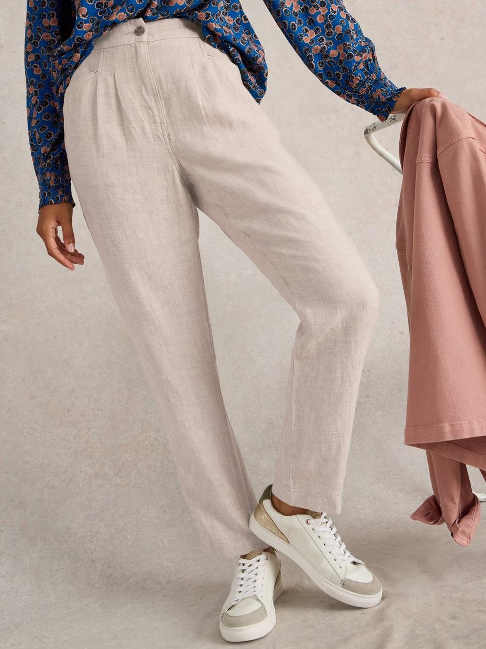 Rowena Linen Trousers in LGT NAT - LIFESTYLE