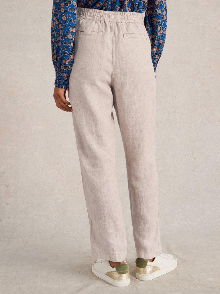 Rowena Linen Trousers in LGT NAT - MODEL BACK