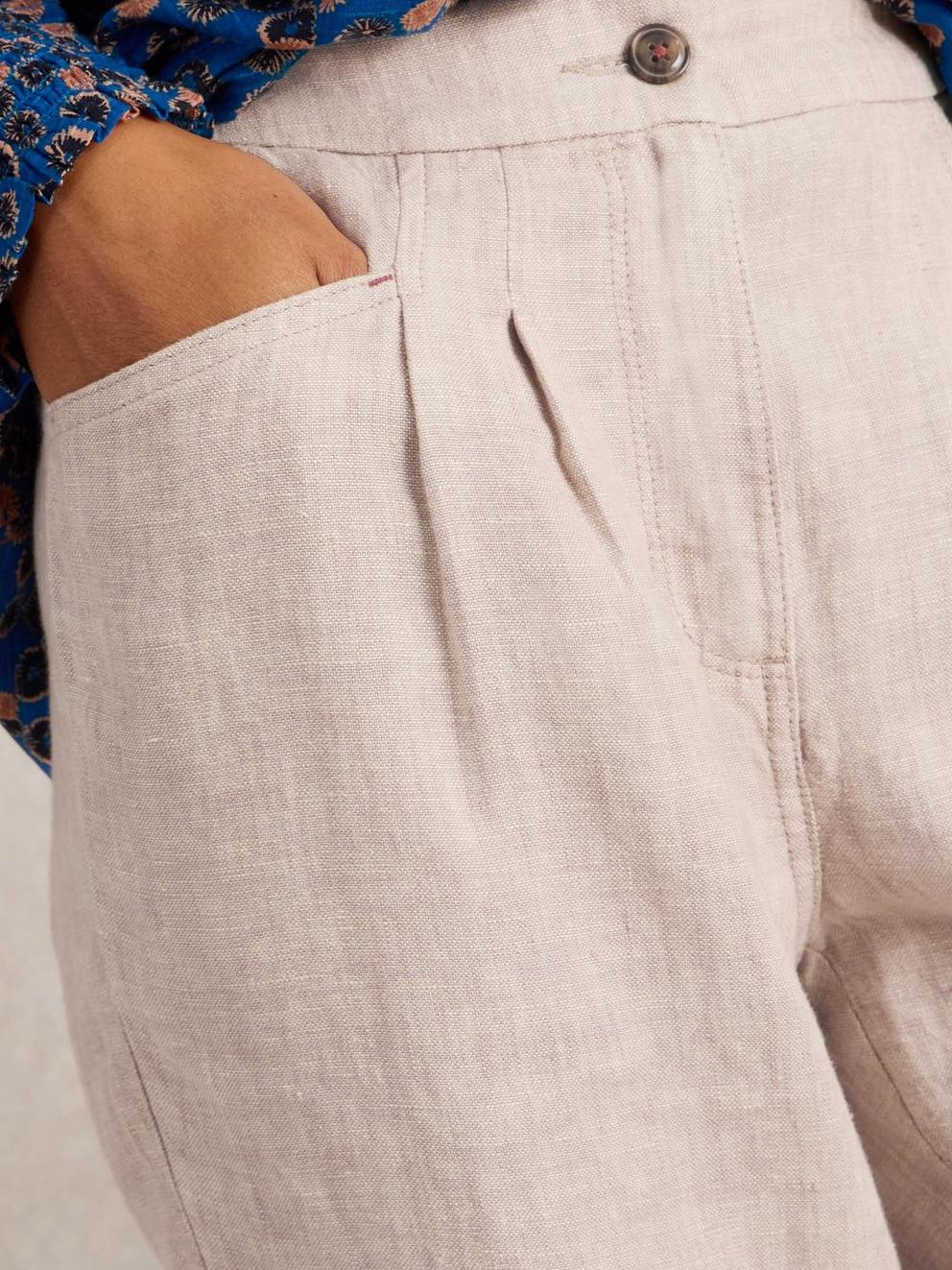 Rowena Linen Trousers in LGT NAT - MODEL DETAIL