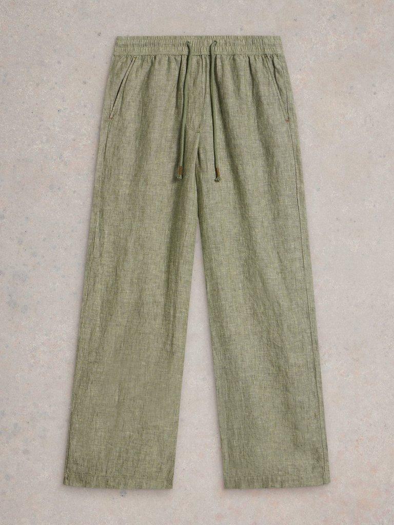 Belle Linen Wide Leg Trouser in MID GREEN - FLAT FRONT