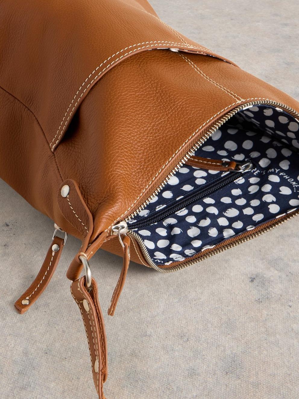 Mia Crossbody Bag  in MID TAN - MODEL DETAIL