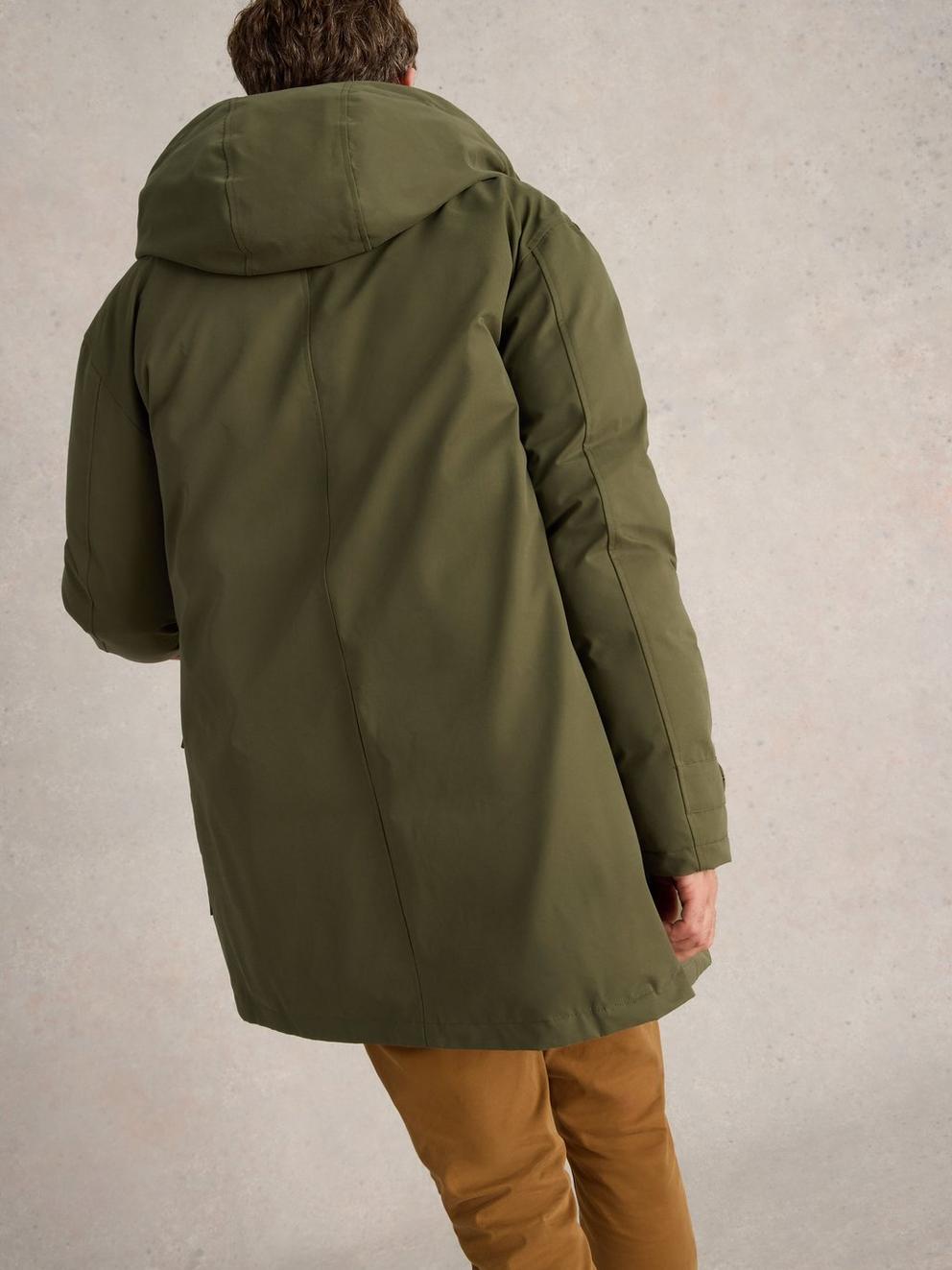 Reversible Parka in KHAKI GRN - MODEL BACK