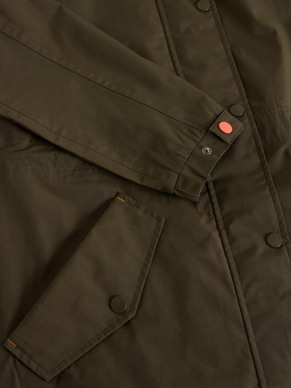 Lexi Waterproof Coat in KHAKI GRN - FLAT DETAIL