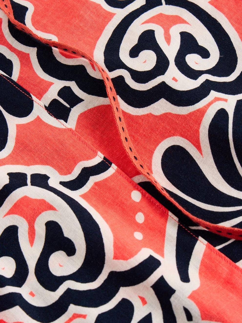 Linen Blend Elle Skirt in CORAL PR - FLAT DETAIL