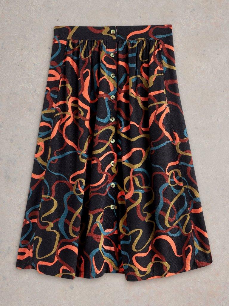 Heather Midi Skirt in BLK PR - FLAT FRONT