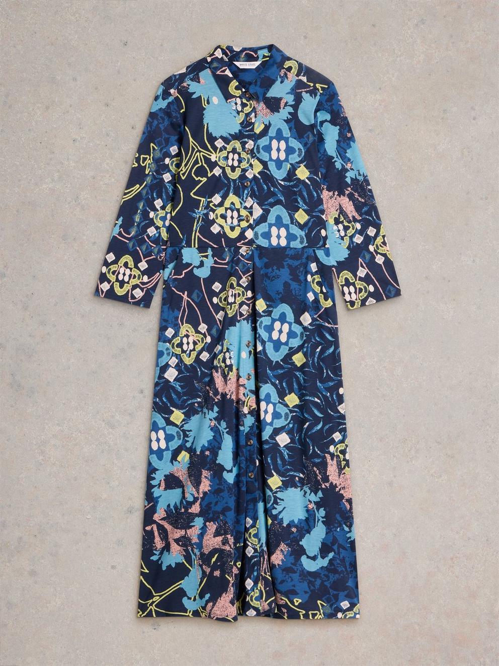 Rua Midi Jersey Dress in BLUE PR - FLAT FRONT