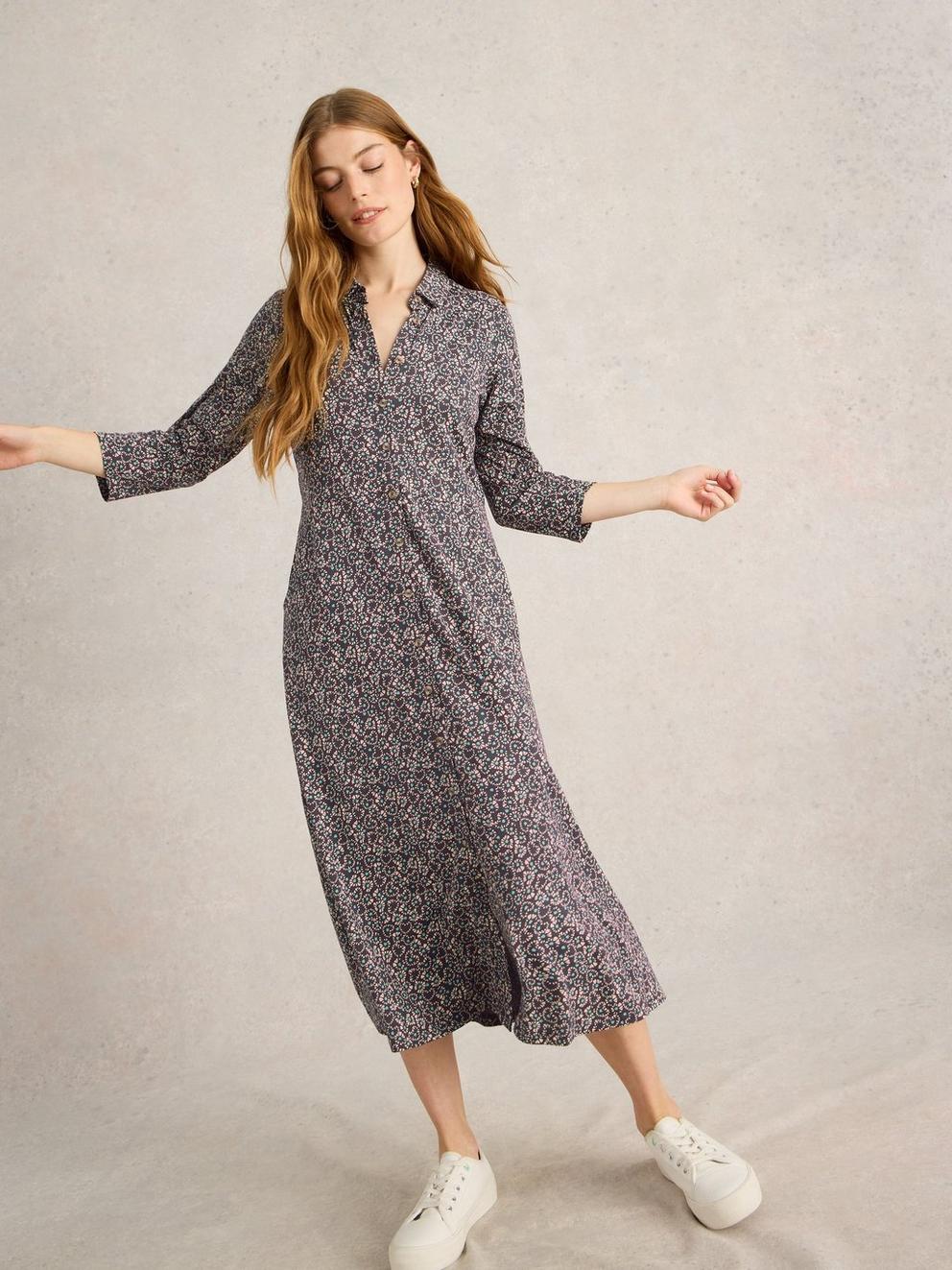 Rua Midi Jersey Dress in GREY PR - LIFESTYLE